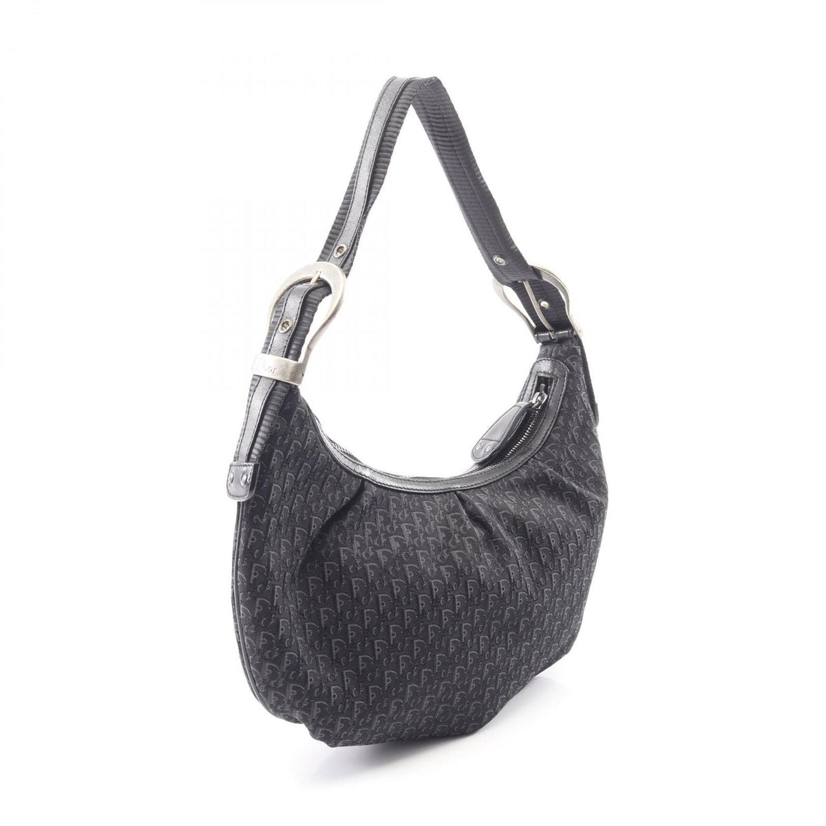 Dior Shoulder Bag Black Canvas Leather Trotter
