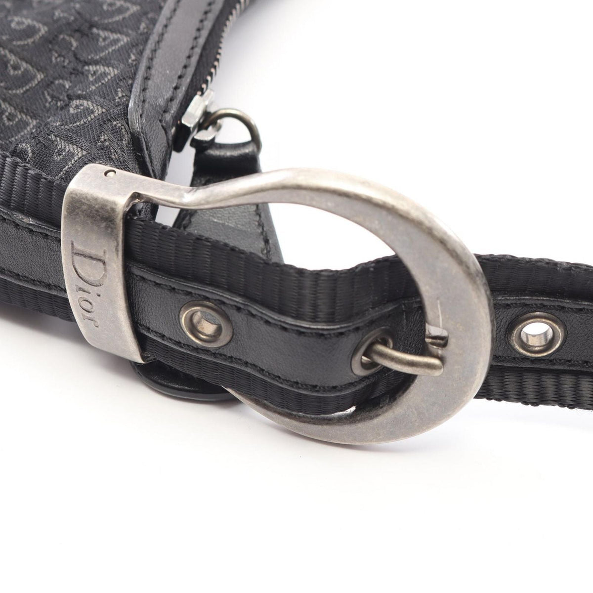 Dior Shoulder Bag Black Canvas Leather Trotter