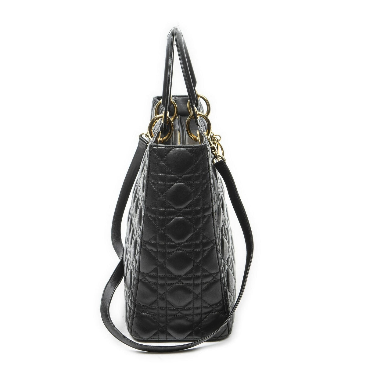Dior Large Lady Dior Zip Black Canada Lambskin Leather Handbag