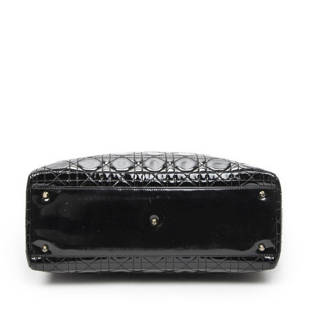Dior Large Lady Dior Zip Black Cannage Patent Leather Handbag