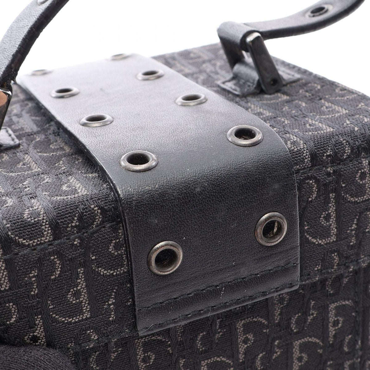Dior Handbag Street Chic Trotter Black Canvas Leather Vanity