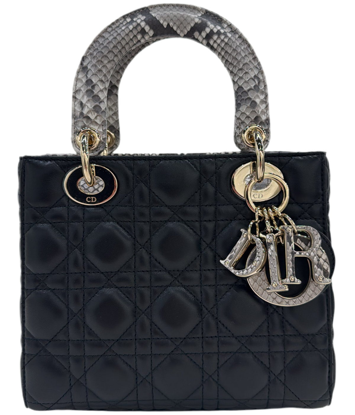 Dior - Small Lady Dior Black Calfskin Python