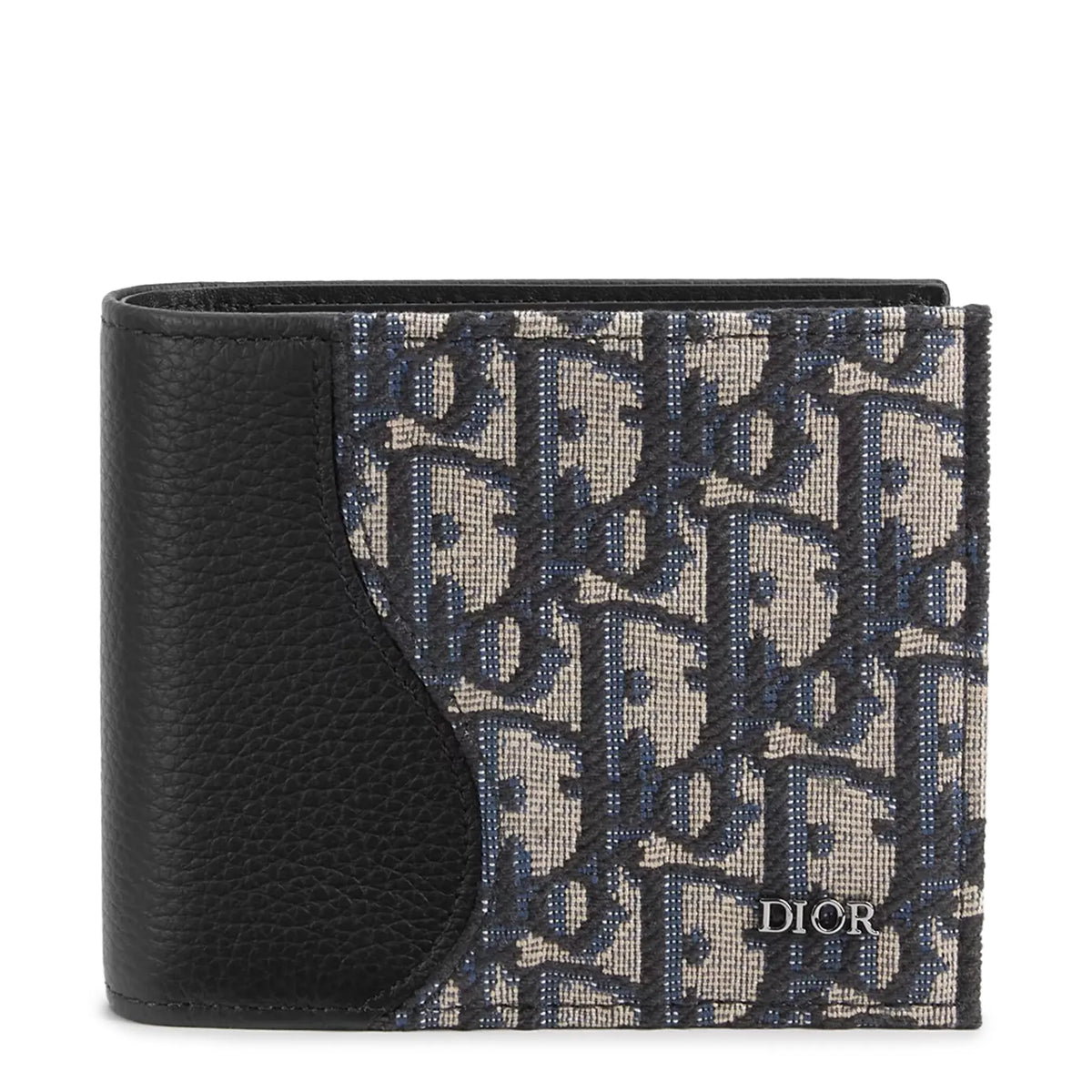 Dior Grained Calfskin Black and Beige Saddle Bifold Wallet